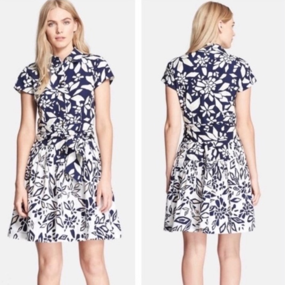 Diane Von Furstenberg Dress Navy Blue Printed Cotton 6 Small